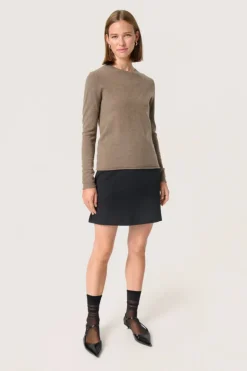 Molina Basic Crew Neck Pullover - Coffee Quartz Melange