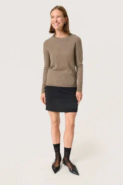 Molina Basic Crew Neck Pullover - Coffee Quartz Melange