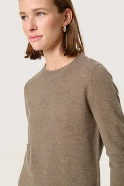 Molina Basic Crew Neck Pullover - Coffee Quartz Melange
