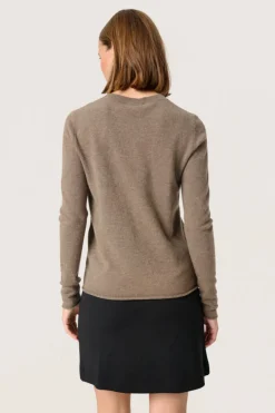 Molina Basic Crew Neck Pullover - Coffee Quartz Melange