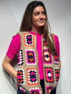 Naomi Reversible Gilet - Crochet Beige