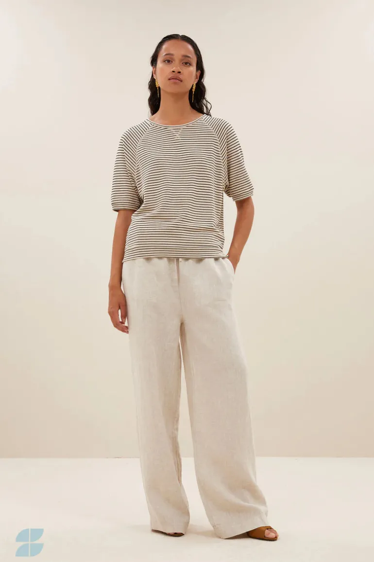 Neva Small Stripe Top - Black Small Stripe
