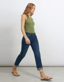 Nina Slim Boyfit Jeans - Mid Blue