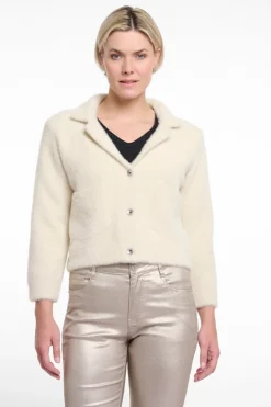 Norah Short Cardigan With Lapel Collar - Birch