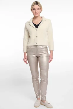 Norah Short Cardigan With Lapel Collar - Birch