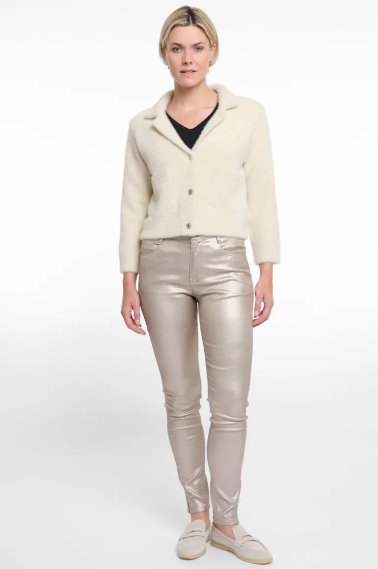 Norah Short Cardigan With Lapel Collar - Birch