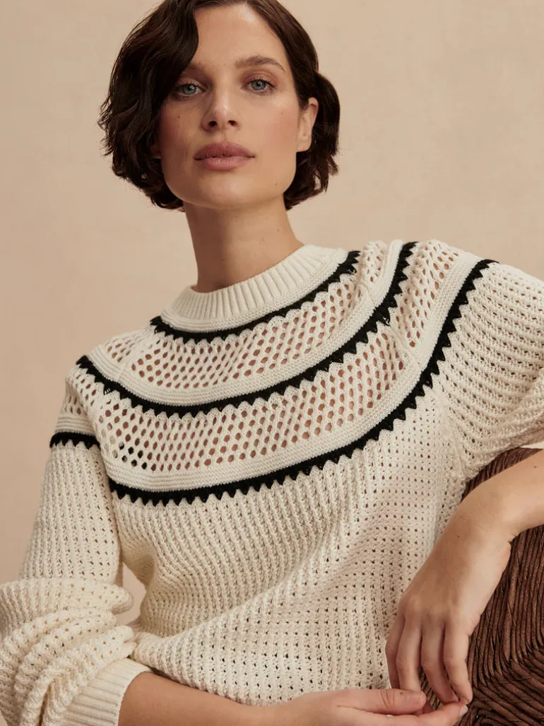 Padbury Pointelle Knit Sweater - Egret