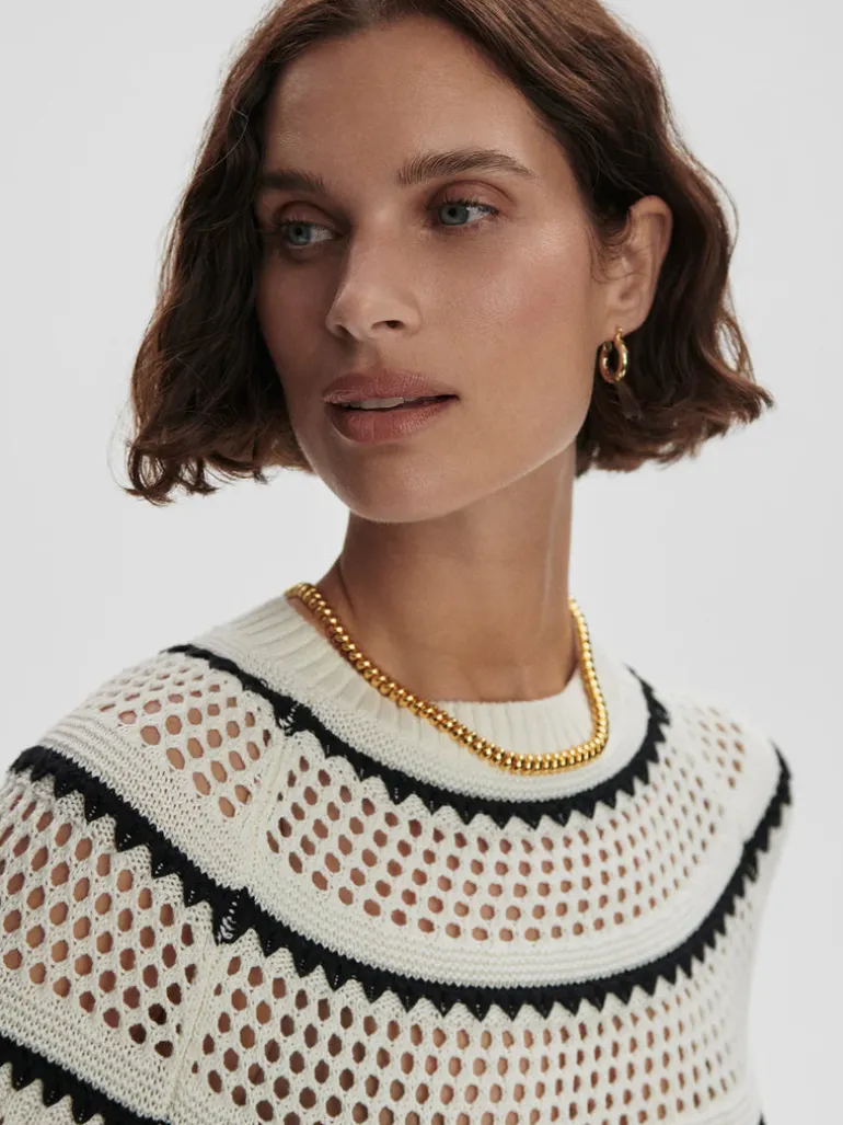 Padbury Pointelle Knit Sweater - Egret