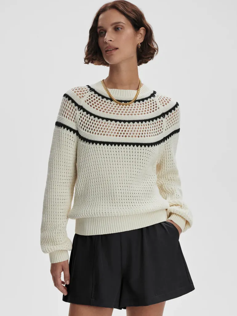 Padbury Pointelle Knit Sweater - Egret