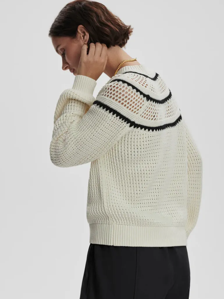 Padbury Pointelle Knit Sweater - Egret
