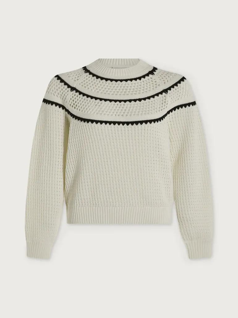 Padbury Pointelle Knit Sweater - Egret