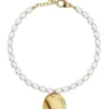 Pearl Signet Bracelet Multi Gold