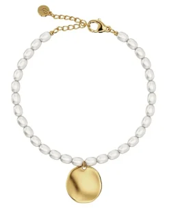 Pearl Signet Bracelet Multi Gold