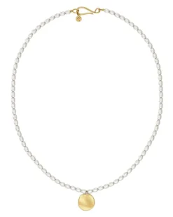 Pearl Signet Necklace Multi Gold
