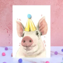 Pig Pompom Card