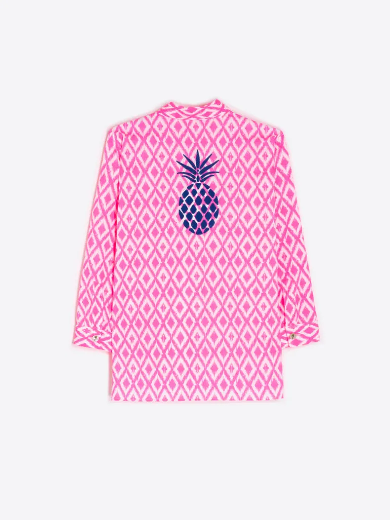 Poline Embroidered Shirt - Fluo Pink Ikat