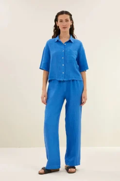 Robyn Linen Pants - Queens Blue