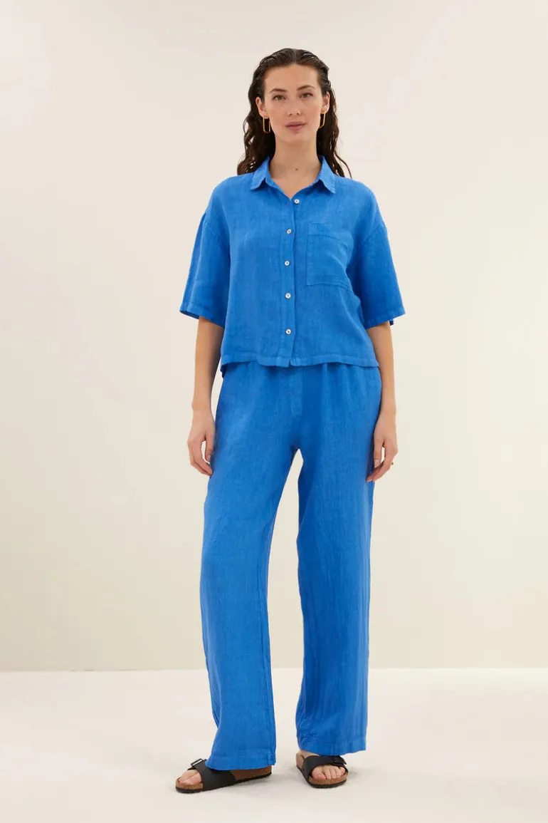 Robyn Linen Pants - Queens Blue