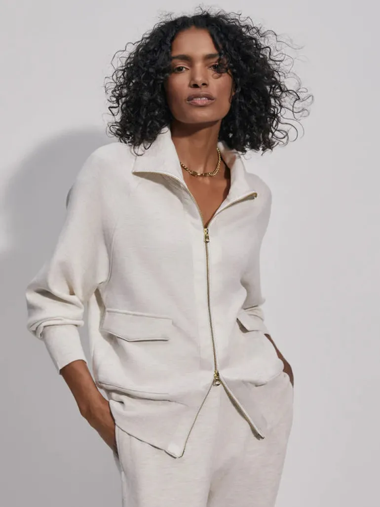 Roxbury Zip Through - Ivory Marl