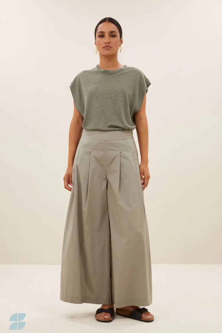 Sagi Poplin Pants - Seagrass