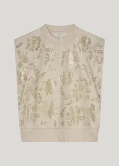 Sequin Sleeveless Sweatshirt - Pebble Beige
