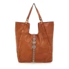 Shopper with Flower Mix Studs - Cognac