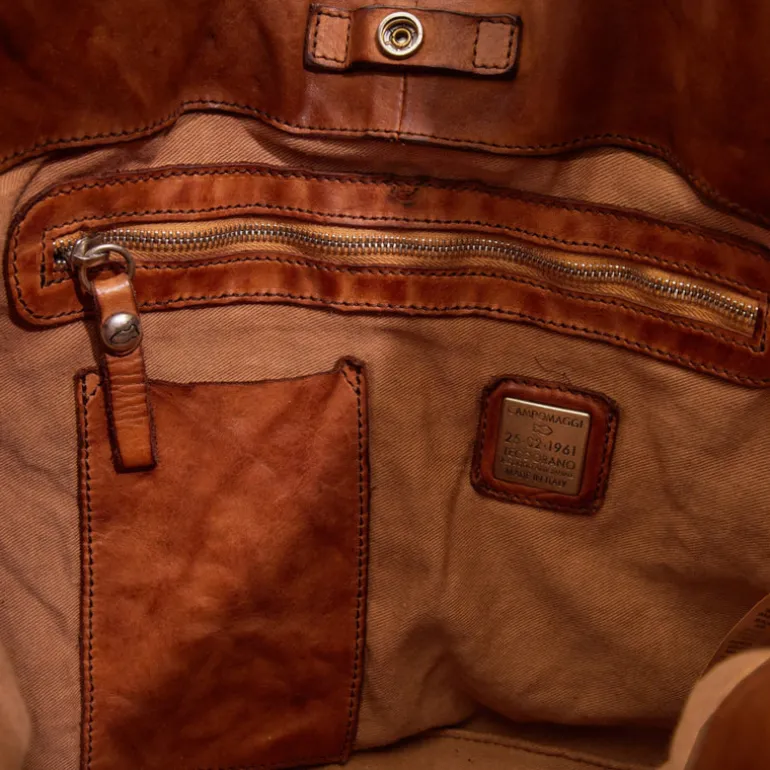 Shopper with Flower Mix Studs - Cognac