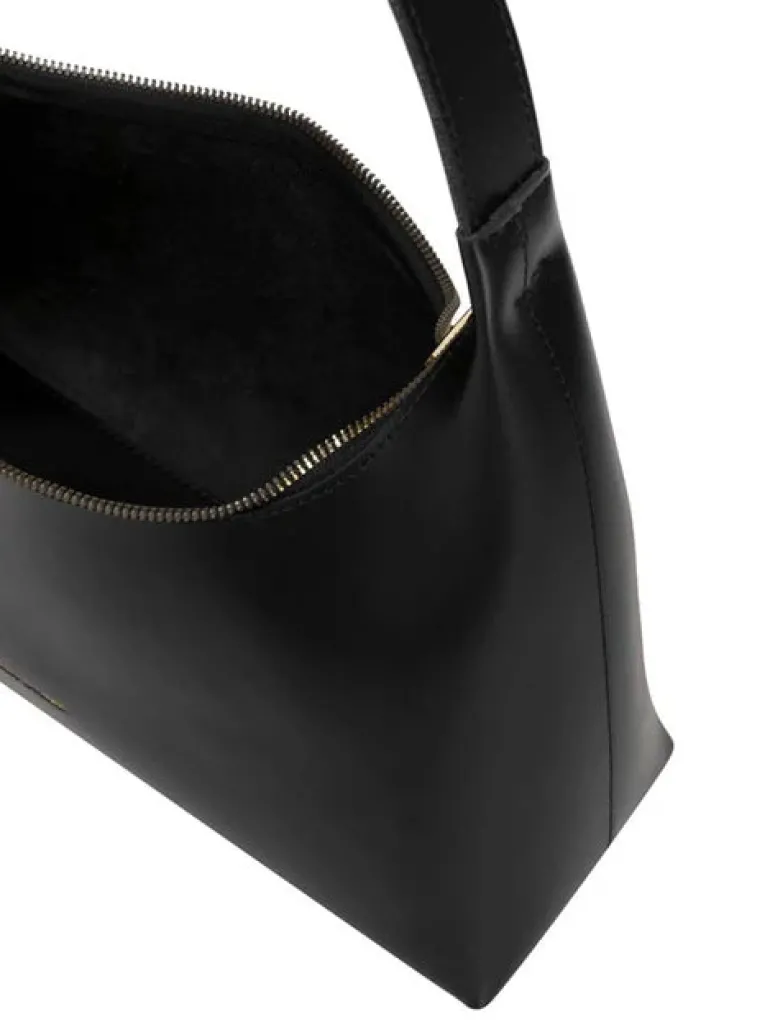 Single Strap A-Line Curved Top Shoulder - Black