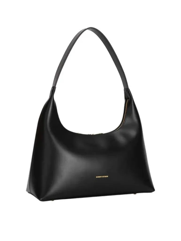 Single Strap A-Line Curved Top Shoulder - Black