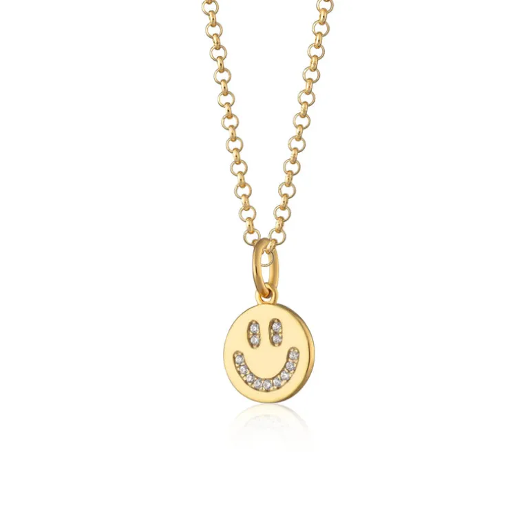 Smiley Face Necklace - Gold