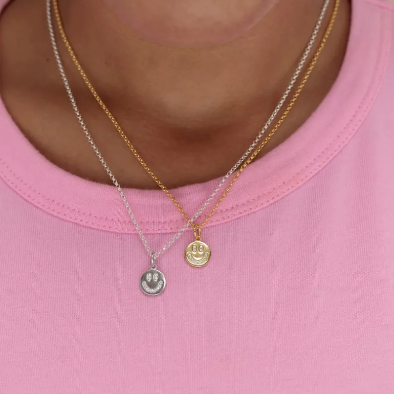 Smiley Face Necklace - Gold