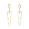 Starburst Chain Drop Hoop Earrings - Gold