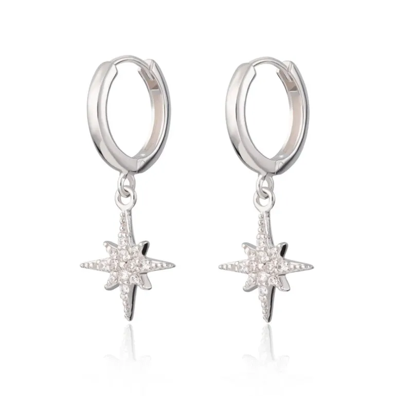 Starburst Hoop Earrings - Silver