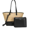 Straw Large Shoulder Bag - Black