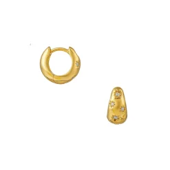 Tapered Crystal Huggie - Gold