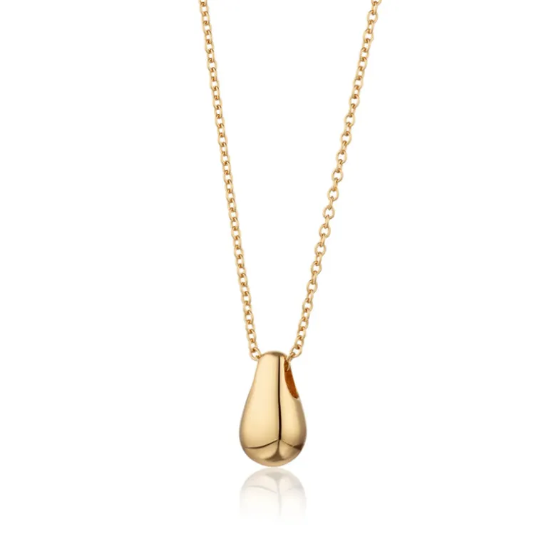 Teardrop Necklace with Slider Clasp - Gold
