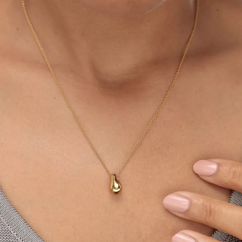 Teardrop Necklace with Slider Clasp - Gold
