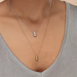 Teardrop Necklace with Slider Clasp - Gold