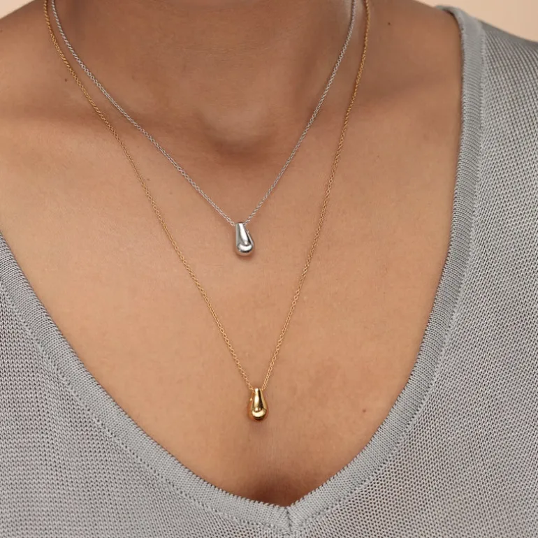 Teardrop Necklace with Slider Clasp - Gold