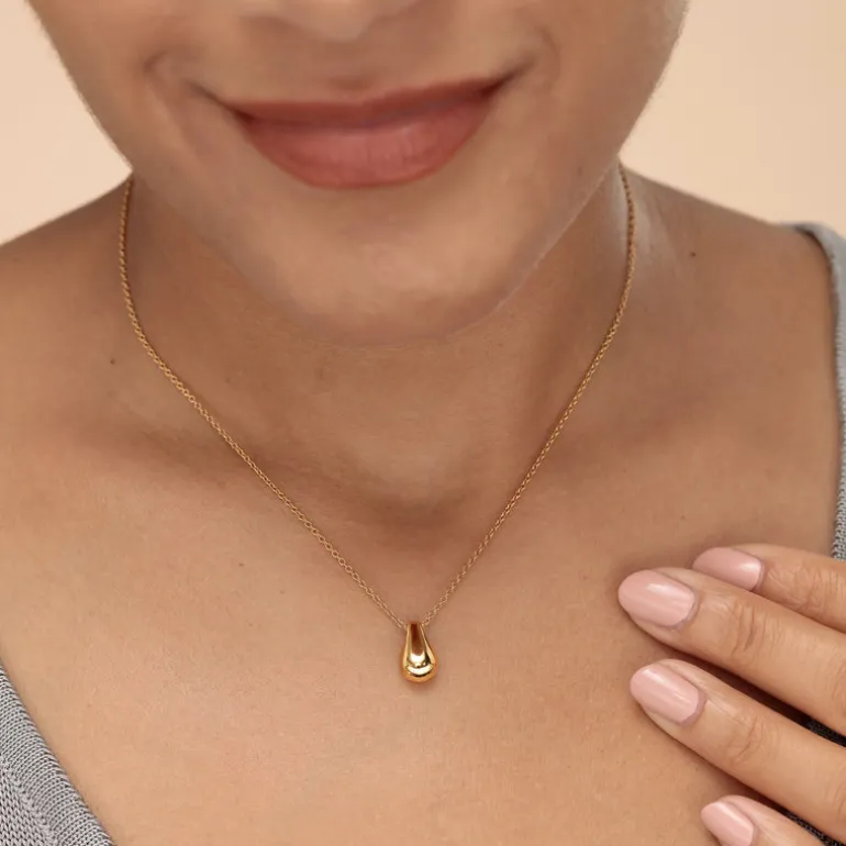 Teardrop Necklace with Slider Clasp - Gold