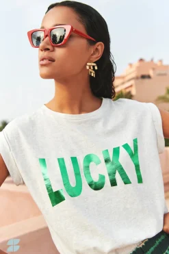 Thelma Lucky Top - Light Grey Melee