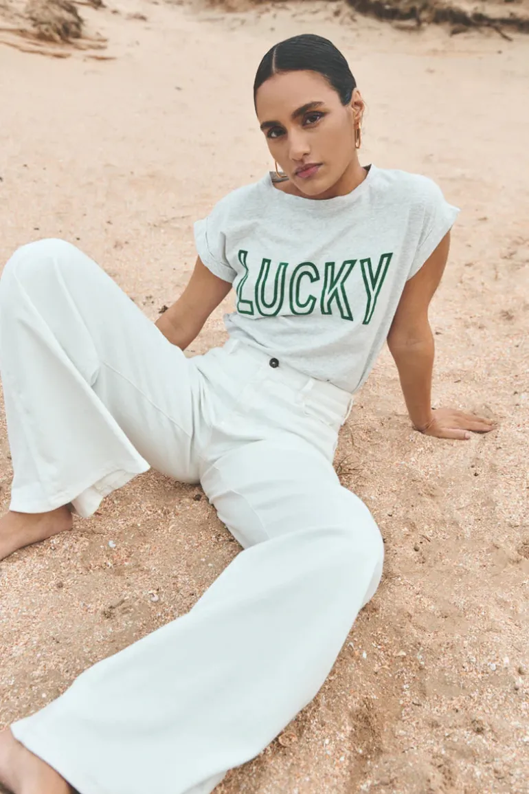 Thelma Open Lucky Top - Light Grey