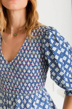 Troy Dress - Blue / White