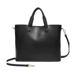 Twin Pocketed Tote Bag - Black