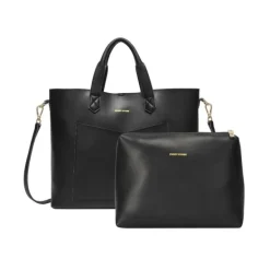 Twin Pocketed Tote Bag - Black