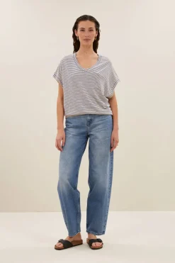 Tyler Small Stripe Top - Kingsblue Small Stripe