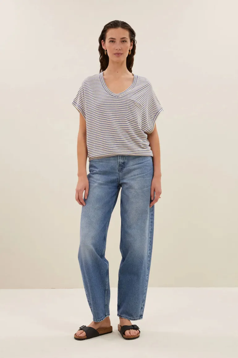 Tyler Small Stripe Top - Kingsblue Small Stripe