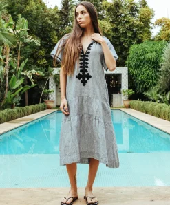 Uxbridge Dress - Charcoal Stripe