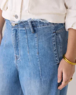 Wide Leg Denim Pant - Bleached Denim