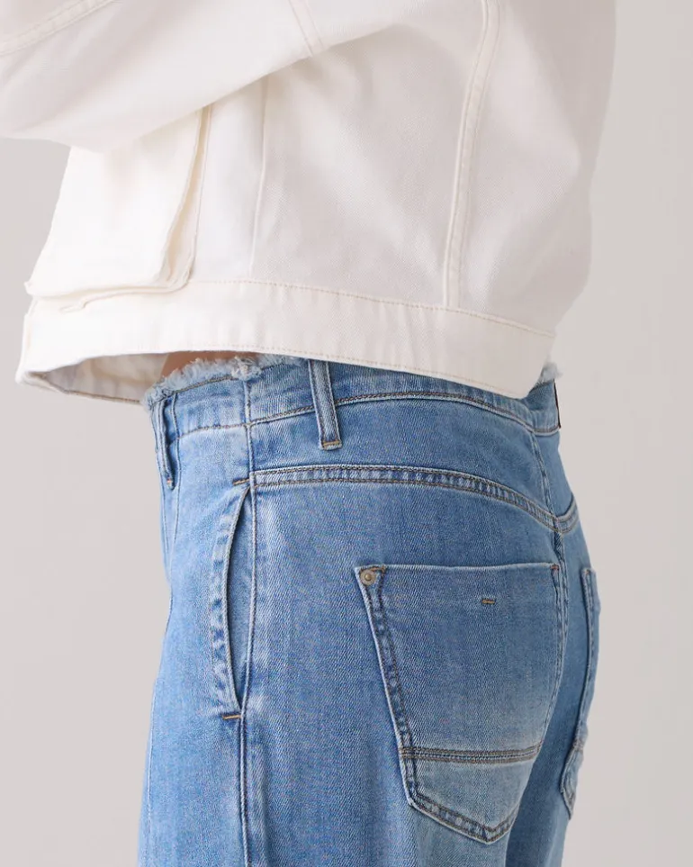 Wide Leg Denim Pant - Bleached Denim